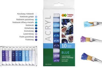 Farby akrylowe zestaw 10k x12ml odcienie niebieski