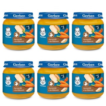 GERBER Delikatne jarzynki z królikiem 6x125G