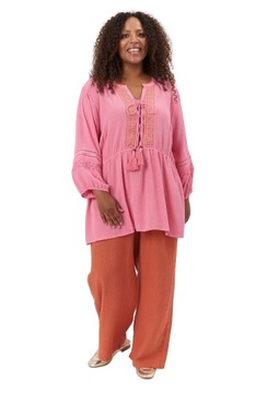 RÓŻÓWA TUNIKA BOHO DETALE ADIA PLUS SIZE A229 52