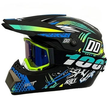 KASK MOTOCYKLOWY DZIECIĘCY ENDURO QUADA Z GOGLAMI -, S