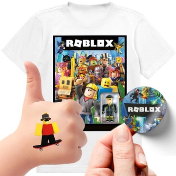 ZESTAW 3W1 KOSZULKA DLA DZIECI TATUAŻE NAKLEJKI ROBLOX 164 JAKOŚĆ