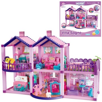 DOMEK DLA LALEK KUCYKI VILLA MEBLE FIGURKI WOOPIE