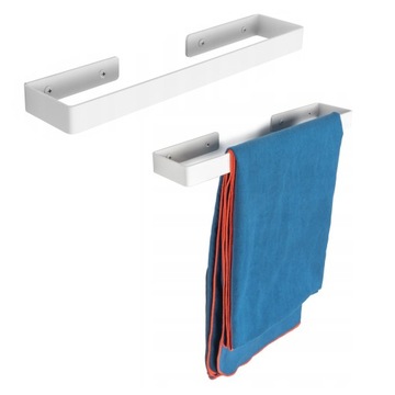 WIESZAK UCHWYT NA RĘCZNIK DRĄŻEK BIAŁY SOLIDNY 40 CM LOFT