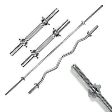 ZESTAW gryfów sztang 180cm 28mm, lekko łamany 28mm, 2x gryf 40cm 28mm
