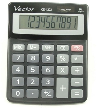 VECTOR KALKULATOR biurowy CZARNY CD-1202 prosty SZARY cyfrowy SZKOLNY