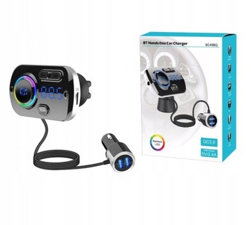 TRANSMITER SAMOCHODOWY FM NOWOCZESNY BLUETOOTH 5.0
