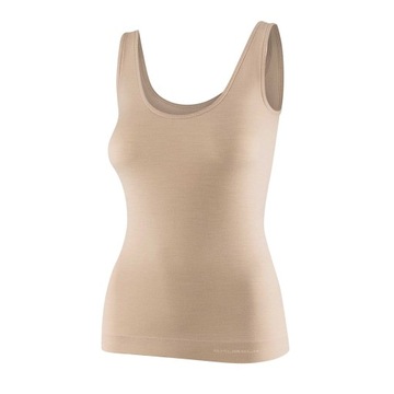 Koszulka bez rękawów Brubeck COMFORT MERINO damska beżowa M