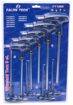 ОТВЕРТКИ УГЛОВЫЕ TORX С ОТВЕРСТИЯМИ 9 шт. T10- T50
