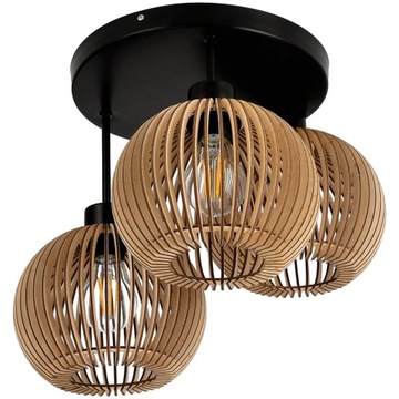 Żyrandol LAMPA LED DO KUCHNI 3XE27 DREWNIANA