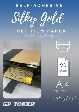 Samoprzylepny papier foto złoty jedwabisty a4 135g