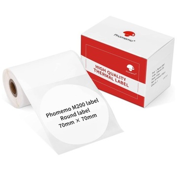 Etykiety do drukarki Phomemo okrągłe białe 70x70mm 110szt.