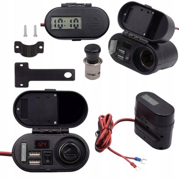 ЗАРЯДНОЕ УСТРОЙСТВО ДЛЯ МОТОЦИКЛА 2x USB 3A БЫСТРОМЕТРНЫЙ ВОЛЬТМЕТР