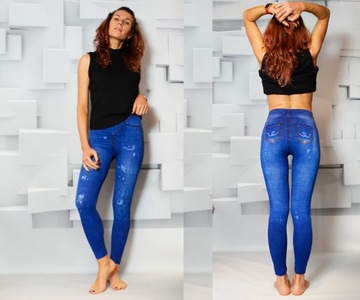 Legginsy DAMSKIE Getry Spodnie Leginsy MODNE Getry Jeans rozmiar L/XL