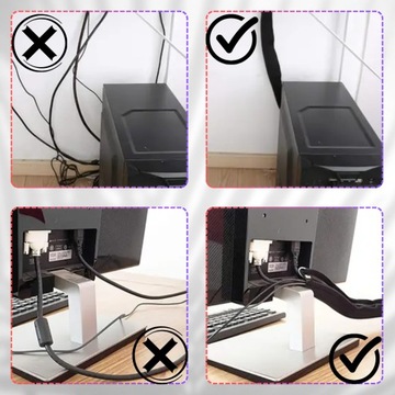 Maskownica do kabli 4 szt osłona maskująca na zamek błyskawiczny czarna