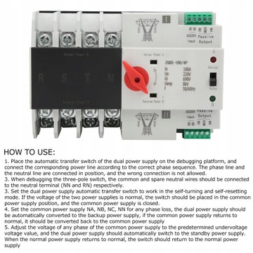 АВТОМАТИЧЕСКИЙ ДВОЙНОЙ ВЫКЛЮЧАТЕЛЬ ПИТАНИЯ 4P AC 220 В