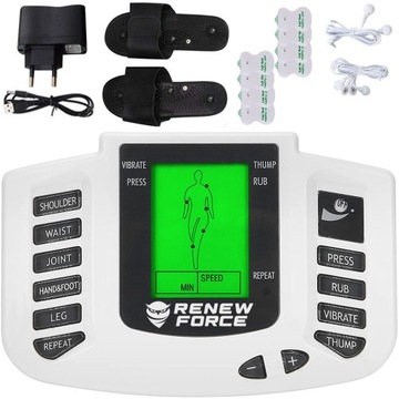 Elektrostymulator mięśni I nerwów RENEW FORCE masażer TENS EMS stymulator