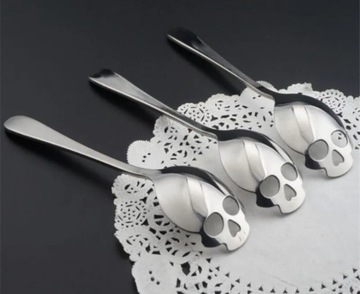 ЛОЖКА ДЛЯ ЧАЯ САХАР КОФЕ ДЕСЕРТЫ ХРОМ ЧЕРЕП ПОДАРОЧНАЯ 15см