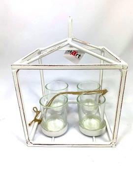 LATARNIA LOFT METAL INDIE WESTWING ŚWIECZKA BIAŁA