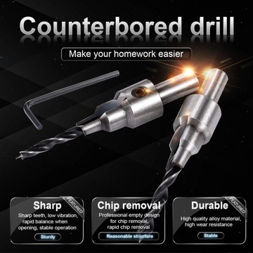 2 шт. конусное сверло и сверло с зенковкой, пилотный винт с