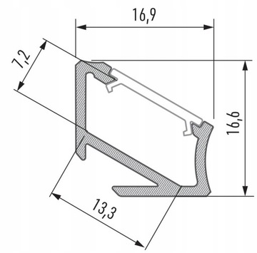 Profil aluminiowy H 30°/60° 1m Srebrny z kloszem
