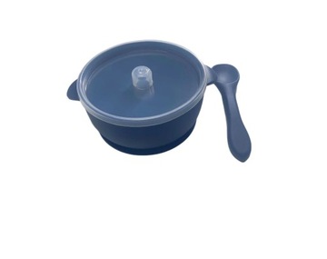 SILIKONOWA MISKA Z PRZYSSAWKĄ PRZYKRYWKĄ I ŁYŻKĄ