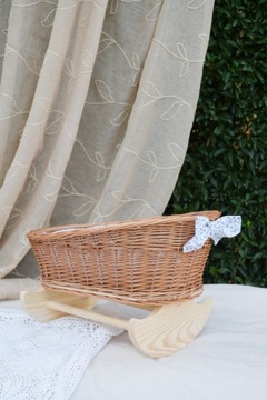 WÓZEK WIKLINOWY dla lalek +KOŁYSKA naturalny MIX