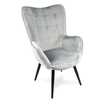Fotel WELUR szary pikowany nogi metal F420G