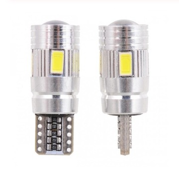 СВЕТОДИОДНАЯ ЛАМПОЧКА 6 SMD 5630 W5W T10 ЛИНЗА CANBUS x10