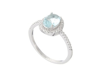 SREBRNY PIERŚCIONEK RODOWANY ROZM.15 SKYBLUE TOPAZ
