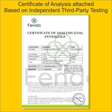 Фенбендазол, 100 г, порошок, объем 99%, производитель FENDA.