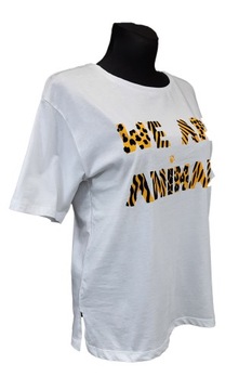 T-shirt koszulka biała bawełniana z nadrukiem XL