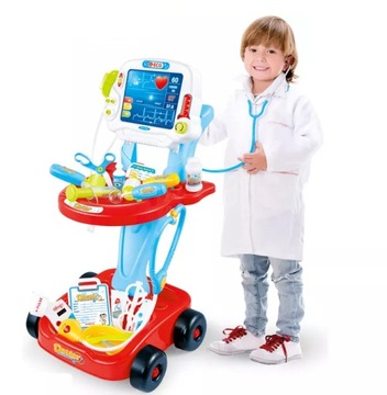 ZESTAW MAŁEGO DOKTORA LEKARZA EKG WÓZEK AKCESORIA