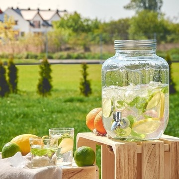 Стеклянная БАНКА С КРАНОМ для воды, большая емкость, ЛИМОНАДНАЯ БАНКА 4л Griffo