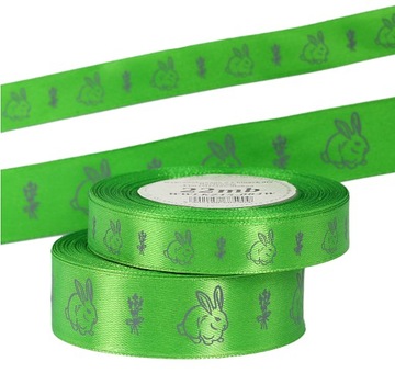 Лента атласная «ПАСХАЛЬНЫЙ ЗАЯЦ», 15мм/22мб, 3 цвета на выбор.