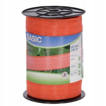 TAŚMA BASIC PASTUCH KONI 40 MM x 200 M POMARAŃCZOWA