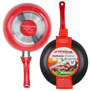 PATELNIA SOLIDNA 24 CM ALUMINIOWA GAZ PŁYTA GRZEWCZA DO SMAŻENIA NON STICK