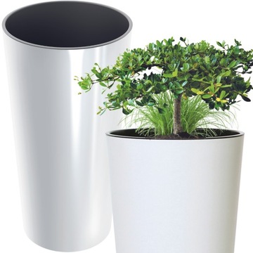 НАБОР ВЫСОКИХ СВОБОДНОСТОЯЩИХ ГОРШКОВ СО ВСТАВКОЙ - Белый глянец