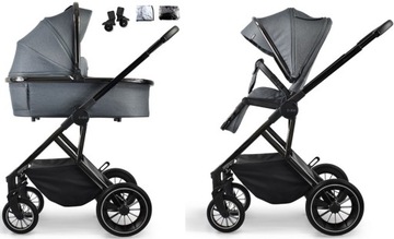 IBEBE PRO 03 GRAPHITE WÓZEK DZIECIĘCY 2W1 ADAPTERY