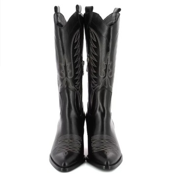 CARINII B9530 КОВБОЙСКИЕ БОТИНКИ КОЖАНЫЕ ЧЕРНЫЕ 40