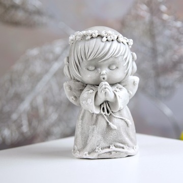 МОЛИТСЯ АНГЕЛ гипсовая статуэтка ПРИЧАСТЬЕ украшение ДЕВУШКА подарок серый