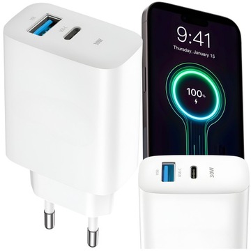 ŁADOWARKA SIECIOWA SZYBKA 30W Quick Charge USB PD USB-C UNIWERSALNA