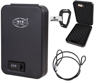 Kasetka na broń krótką pistolet stal zamek z szyfrem linka sejf + Gratis