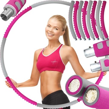 HULA HOP Z OBCIĄŻENIEM ODCHUDZAJĄCE SKŁADANE METALOWE PIANKOWE FITNESS