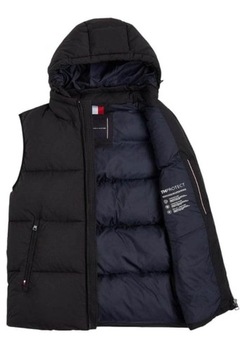 Bezrękawnik TOMMY HILFIGER pikowany puchowa czarny z kapturem r. XS