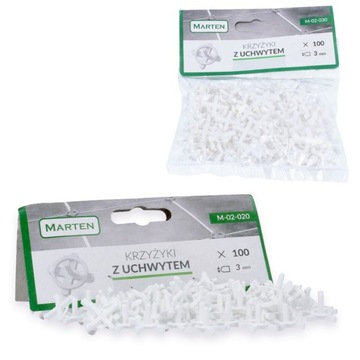 100x KRZYŻYKI DYSTANSOWE 3 mm POZIOMOWANIA PŁYTEK GLAZURY Kliny Uchwytem