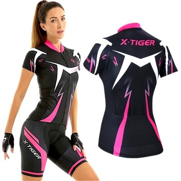 BLUZKA KOSZULKA ROWEROWA SPORTOWA DAMSKA KRÓTKI RĘKAW 3 KIESZENIE X-TIGER