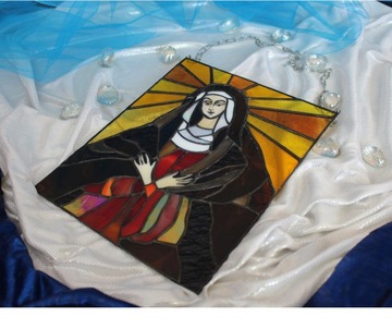 Витраж с изображением Марии, Богородицы для подвешивания.