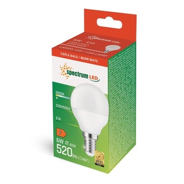 Żarówka LED kulka E14 230V 6W WW barwa ciepła