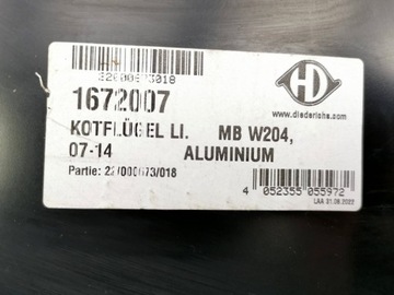 BLATNÍK LEVÝ PŘEDNÍ MERCEDES C W204 07-14 1672007