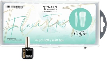 Zestaw Flexi Tips Coffin + baza Repair Clear 6ml Nails Company